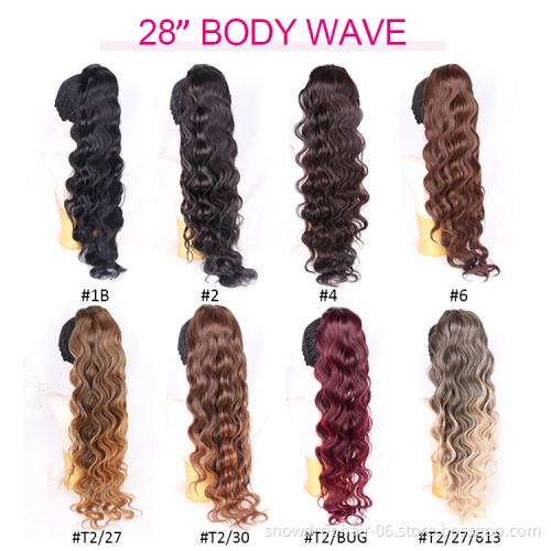Wholesale 613 Water Wave Ponytail Hair Extension For Black Women Long Curly Hair Loose Wave Ombre DrawString Ponytail Straight